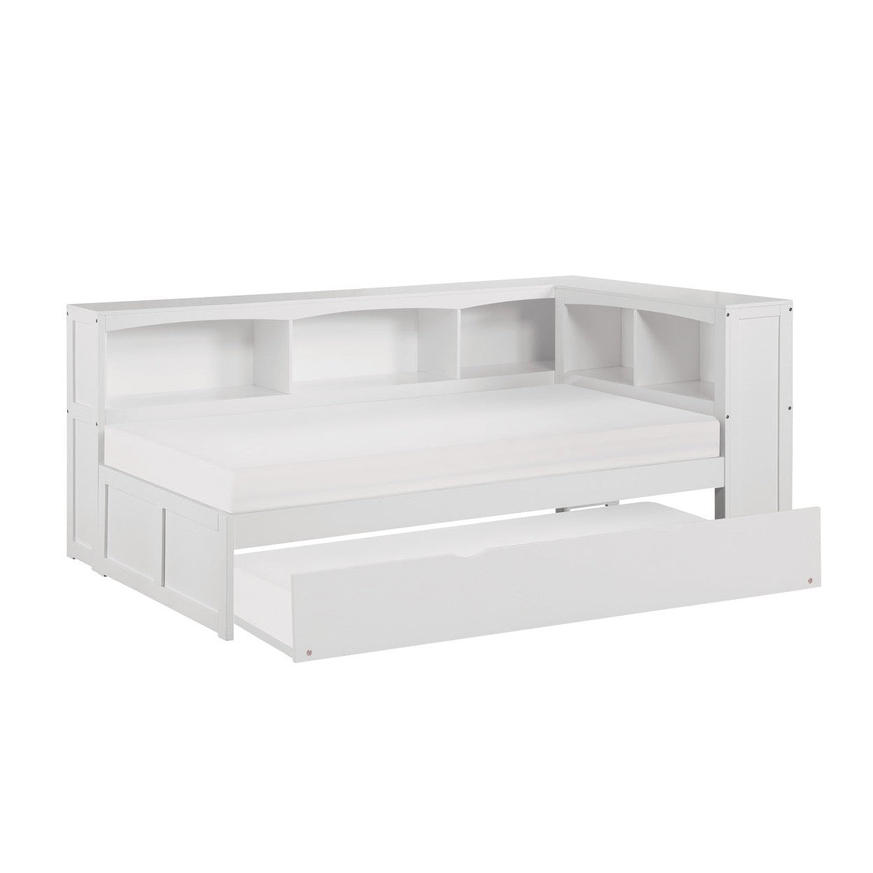 (4) Twin Bookcase Corner Bed with Twin Trundle B2053BCW-1BCR*