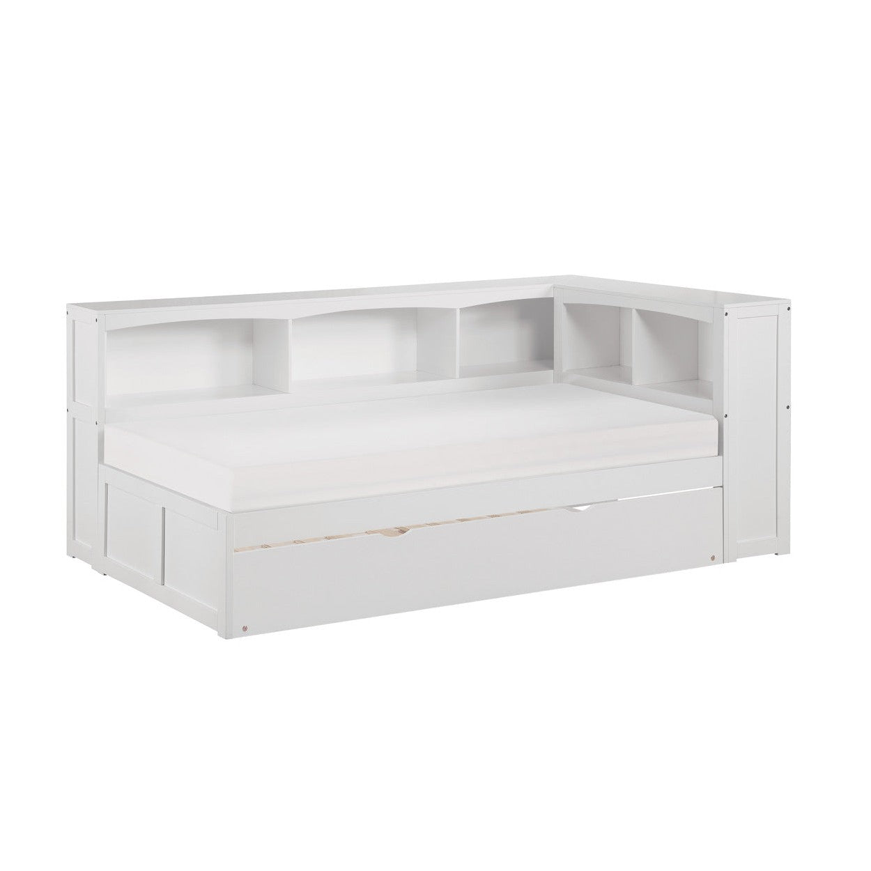 (4) Twin Bookcase Corner Bed with Twin Trundle B2053BCW-1BCR*