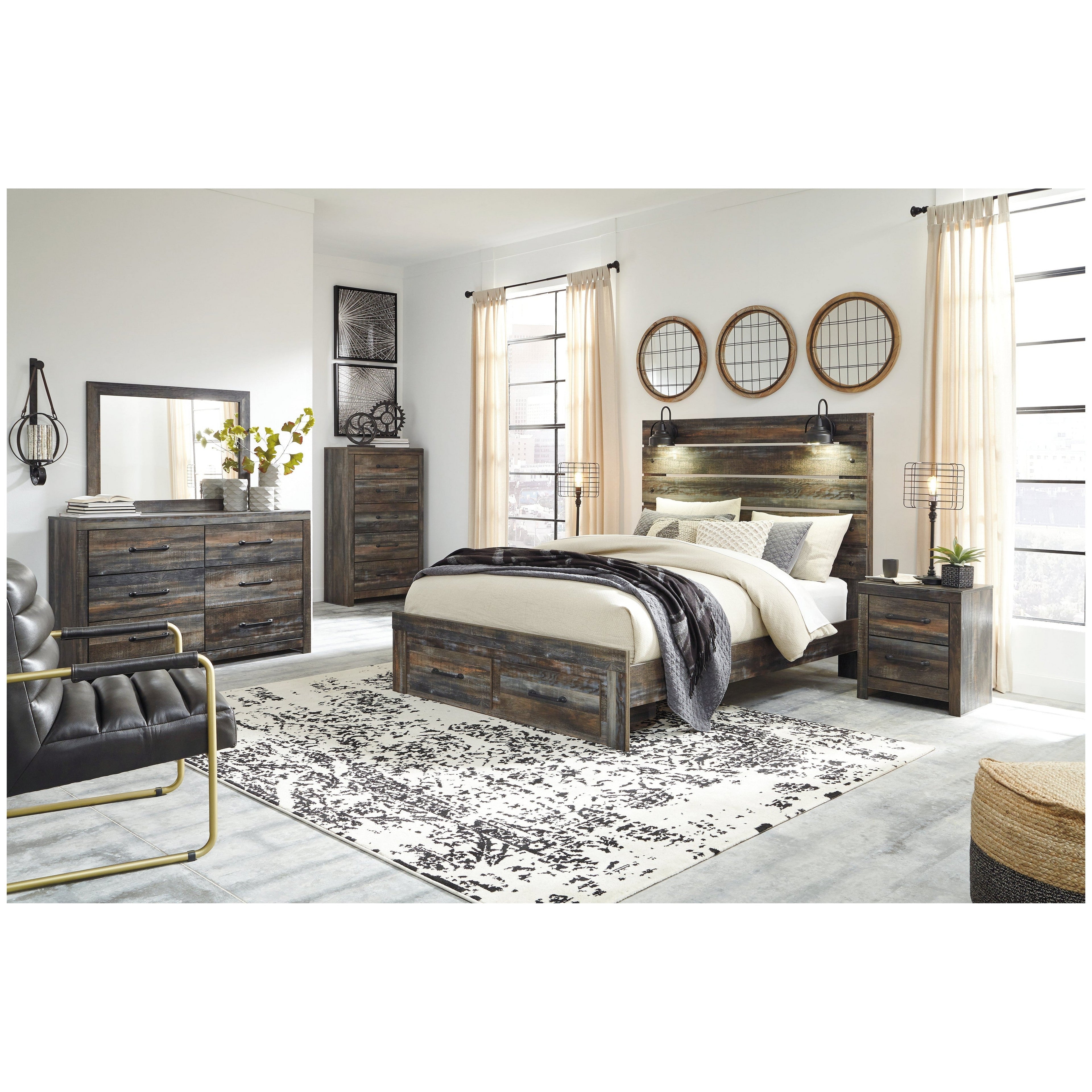 Drystan Queen Panel Bed with 2 Storage Drawers Ash-B211B29
