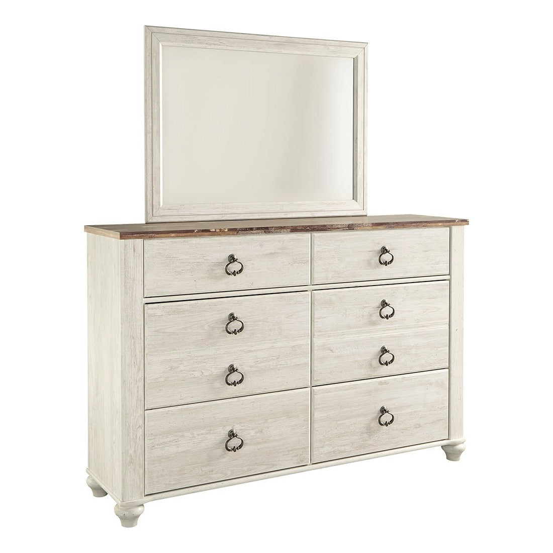 Willowton Queen Panel Bed, Dresser, Mirror and 2 Nightstands Ash-B267B35