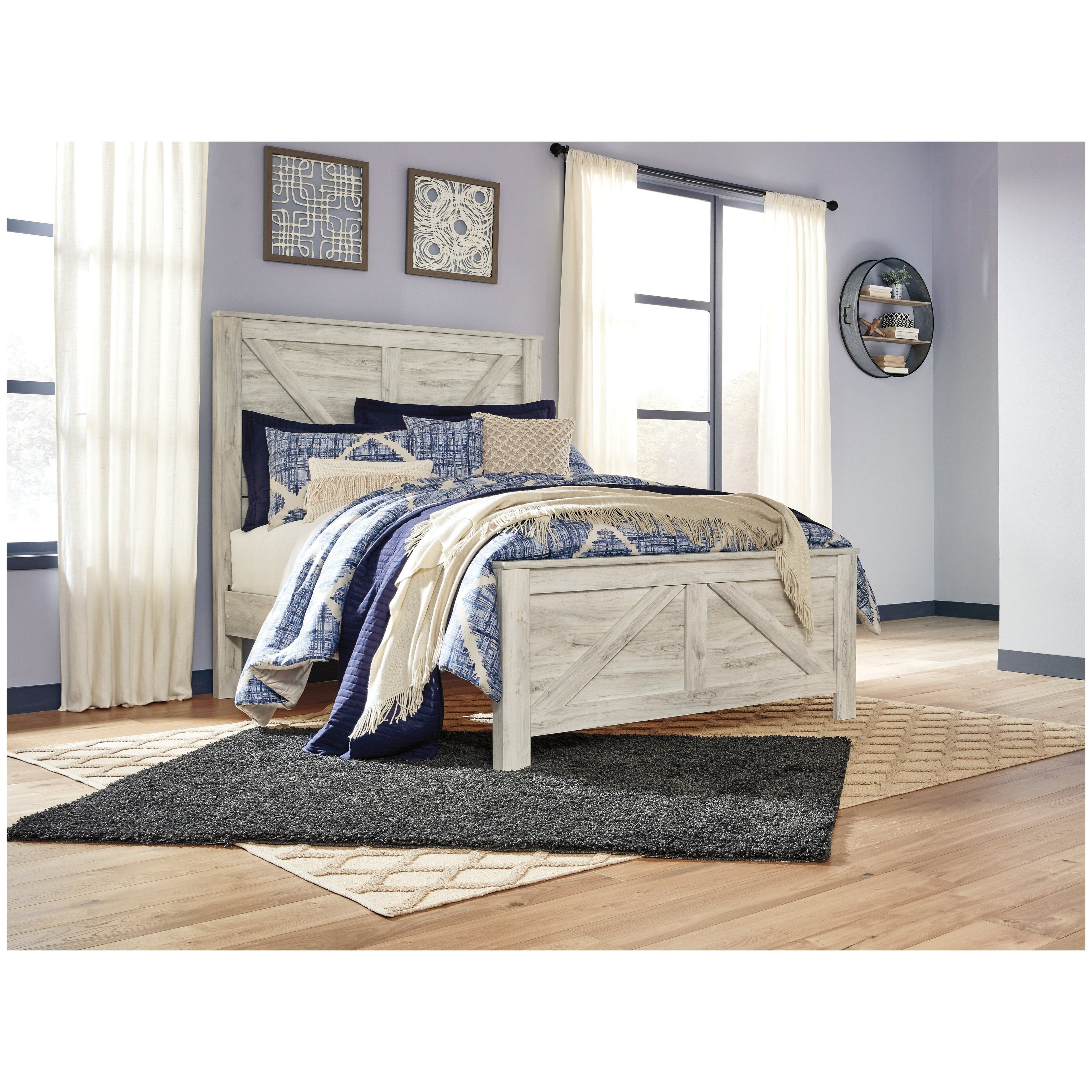 Bellaby Queen Crossbuck Panel Bed, Dresser, Mirror and 2 Nightstands Ash-B331B13