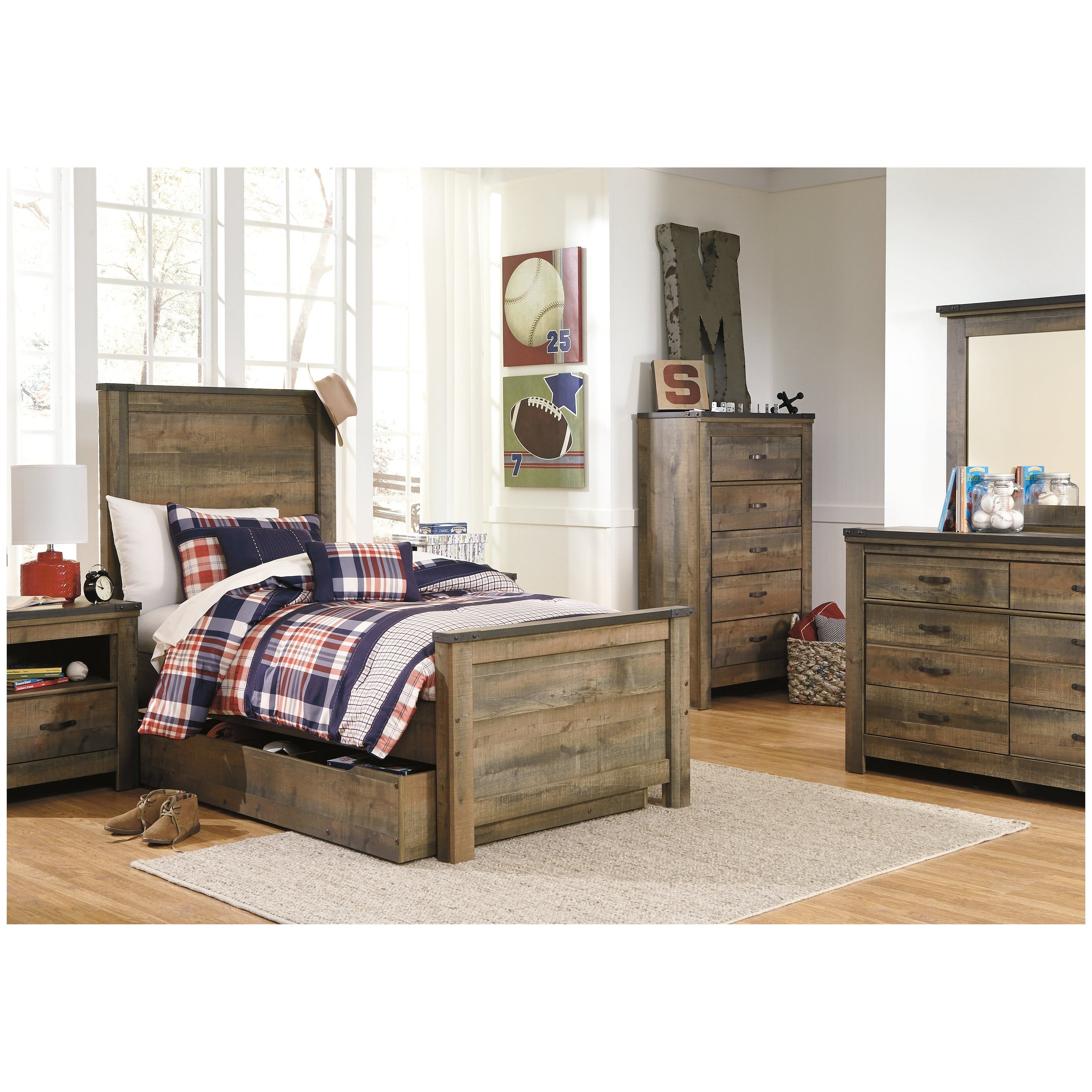 Trinell Panel Bed with 1 Large Storage Drawer