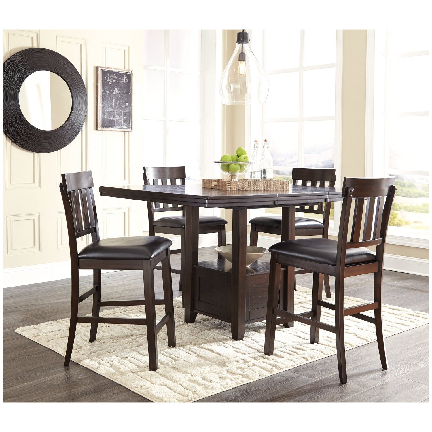Haddigan Counter Height Dining Table with 4 Barstools Ash-D596D5
