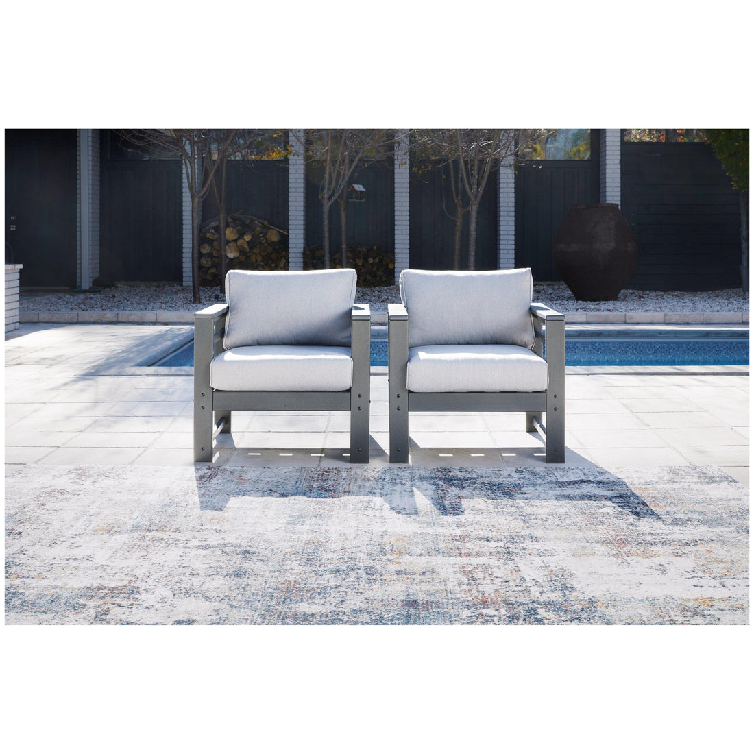 Amora Outdoor Lounge Chair with Cushion (Set of 2) Ash-P417-820