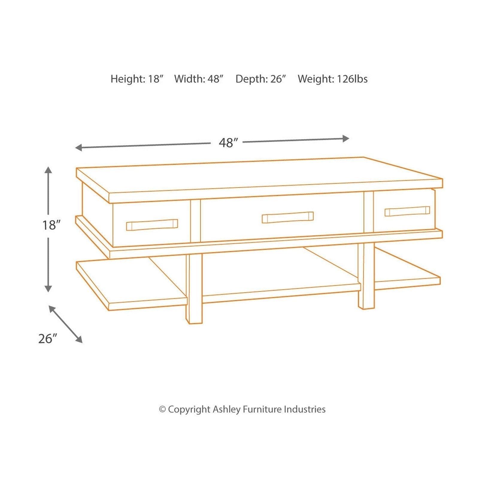 Stanah Coffee Table with Lift Top Ash-T892-9