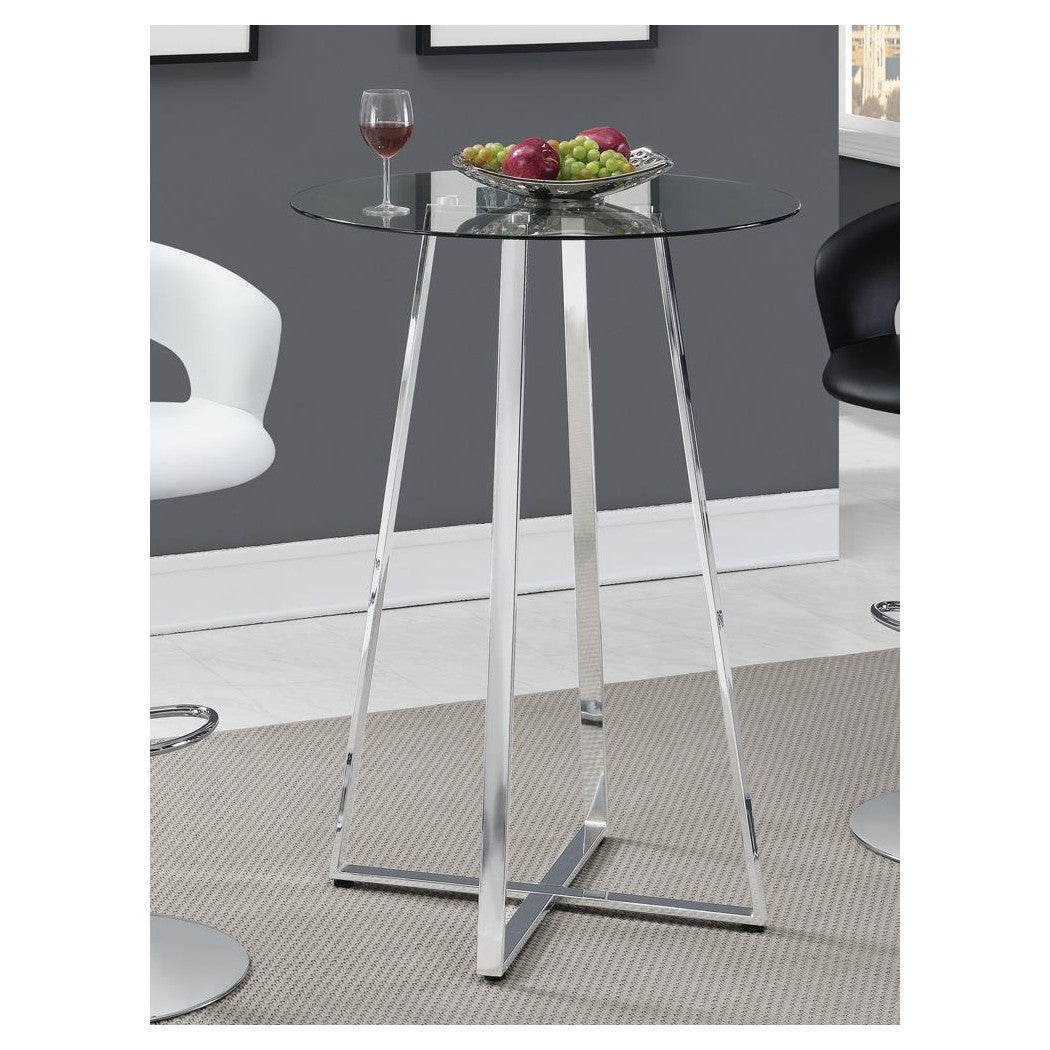 Zanella Glass Top Bar Table Chrome 100026