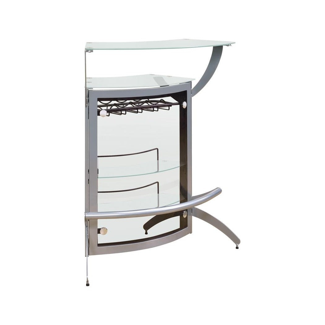 Dallas 2-shelf Bar Unit Silver and Frosted Glass 100135