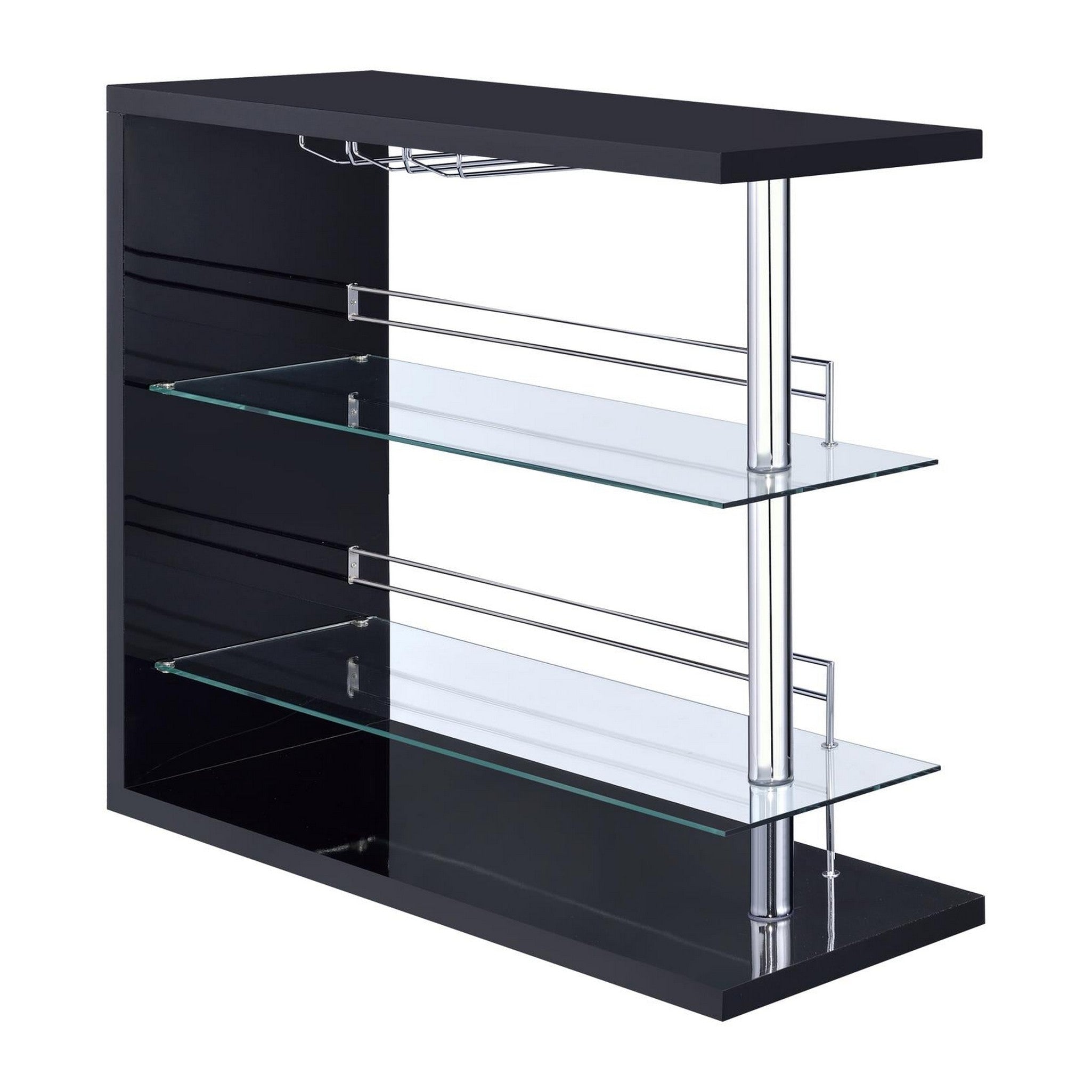 Prescott Rectangular 2-shelf Bar Unit Glossy Black 100165