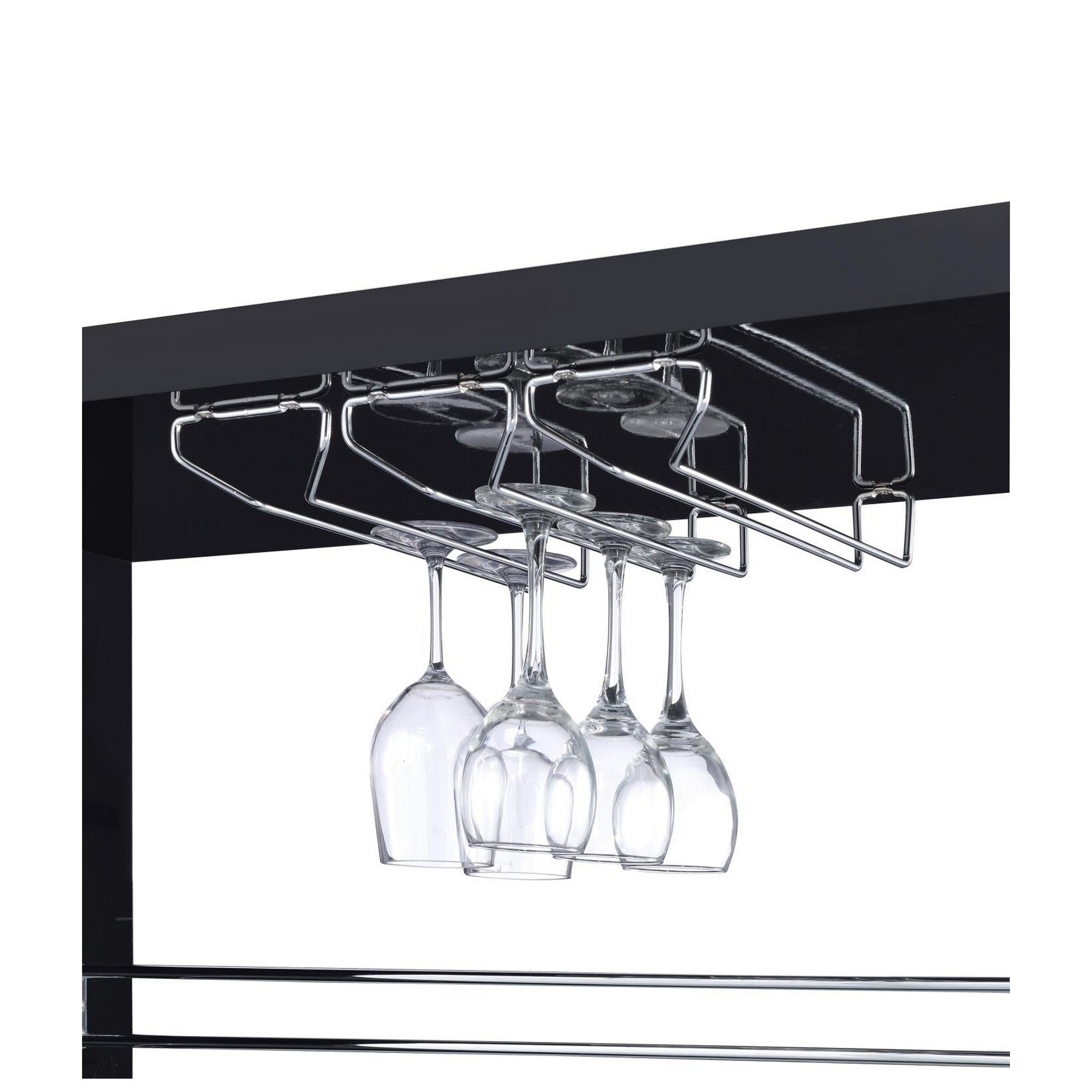 Prescott Rectangular 2-shelf Bar Unit Glossy Black 100165