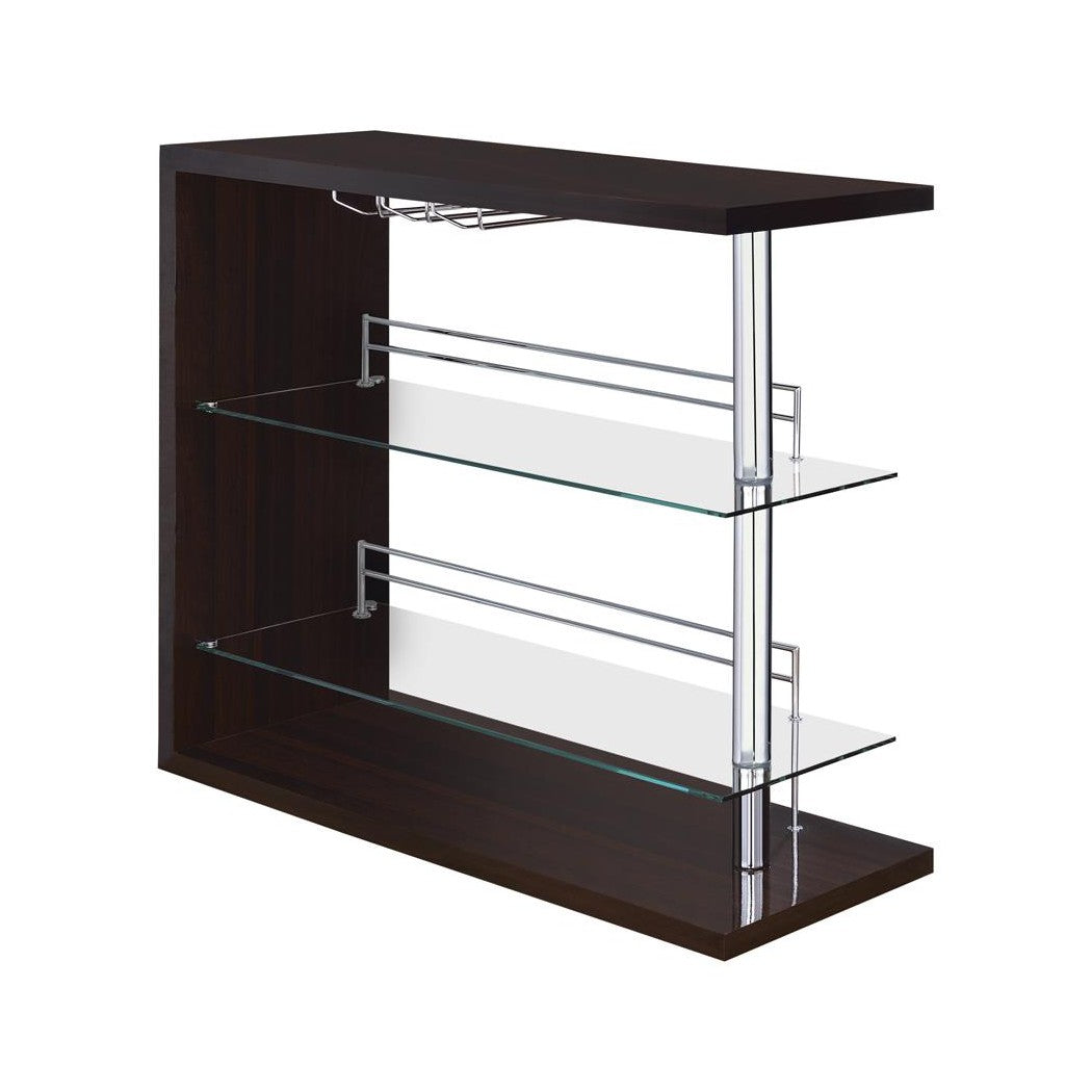 Prescott Rectangular 2-shelf Bar Unit Glossy Cappuccino 100166