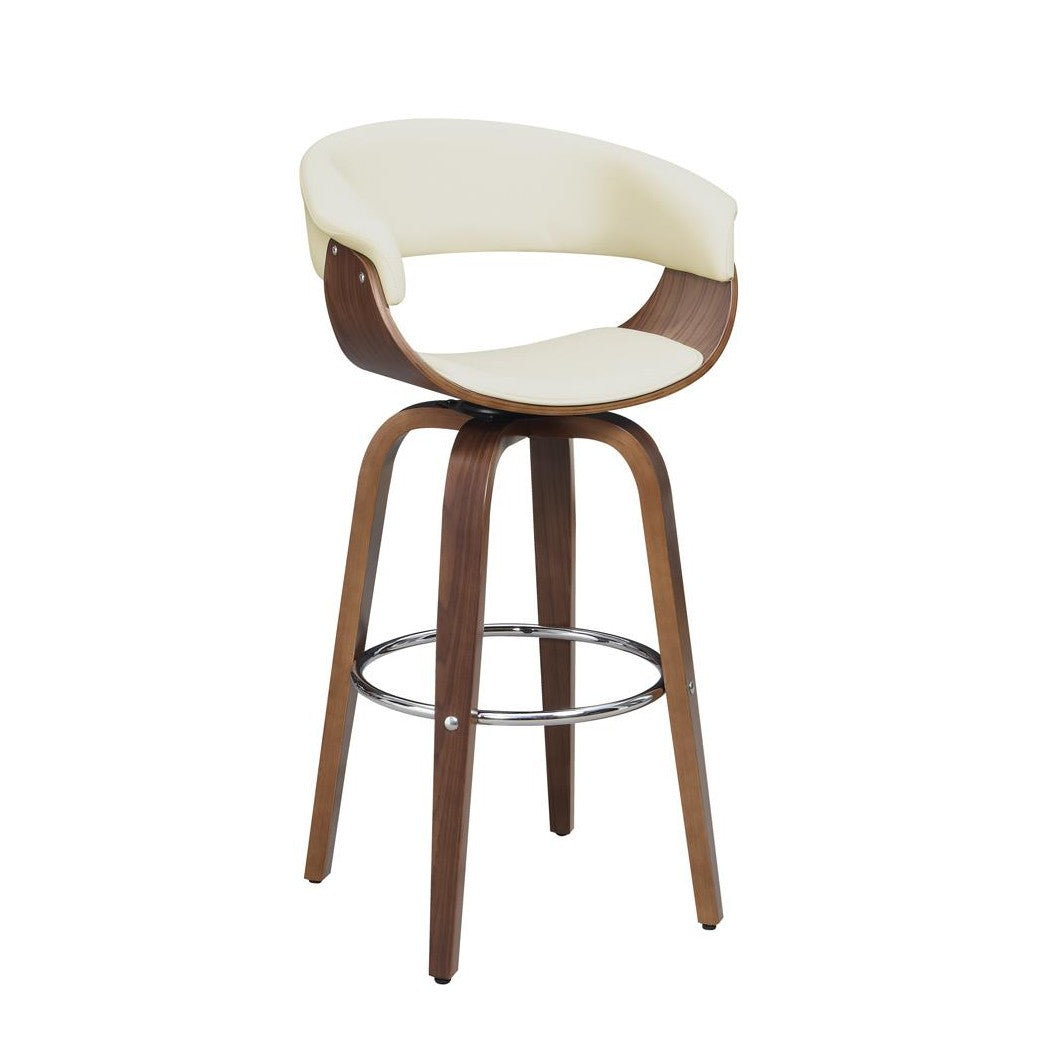 Zion Upholstered Swivel Bar Stool Walnut and Ecru 100206