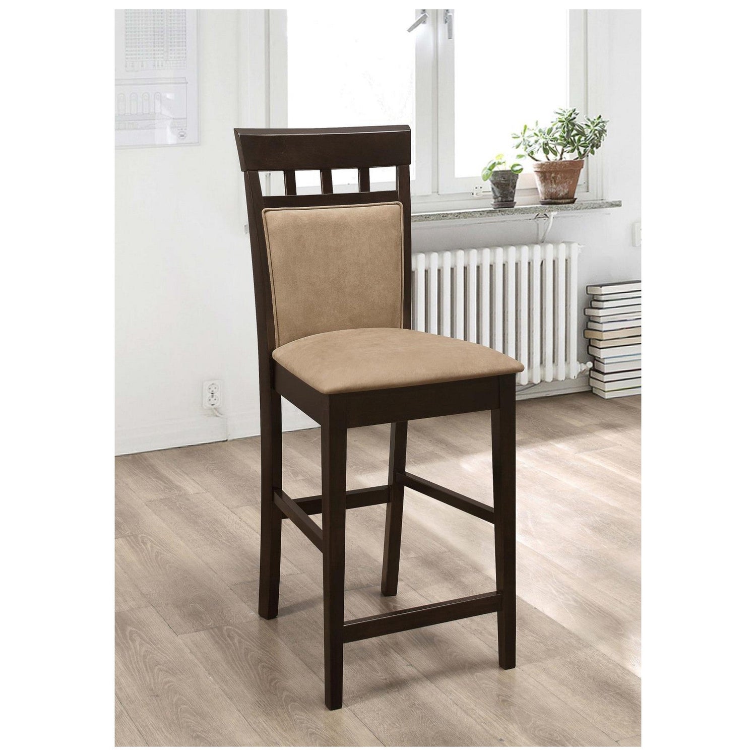 Clanton Upholstered Counter Height Stools Cappuccino and Tan (Set of 2) 100219