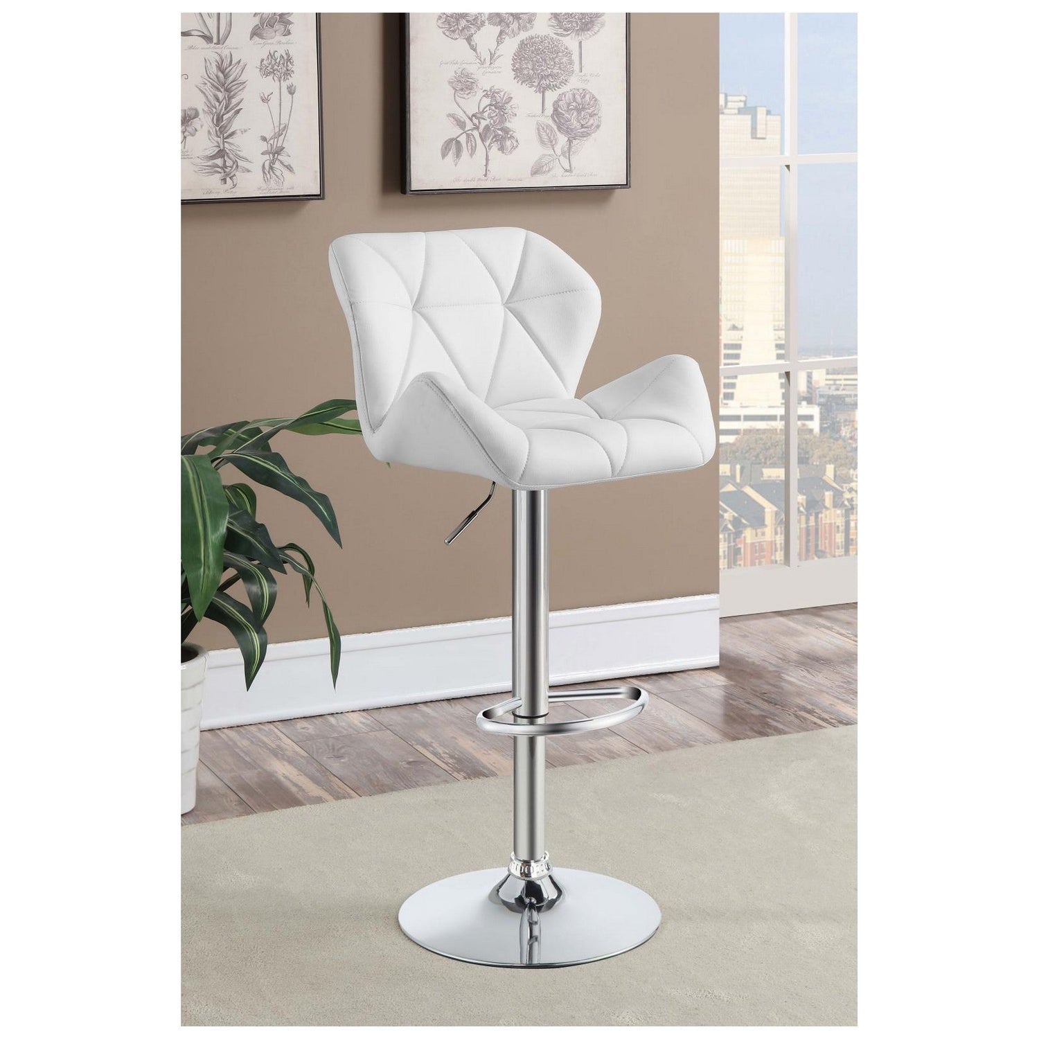 Berrington Adjustable Bar Stools Chrome and White (Set of 2) 100424
