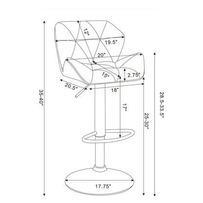 Berrington Adjustable Bar Stools Chrome and White (Set of 2) 100424