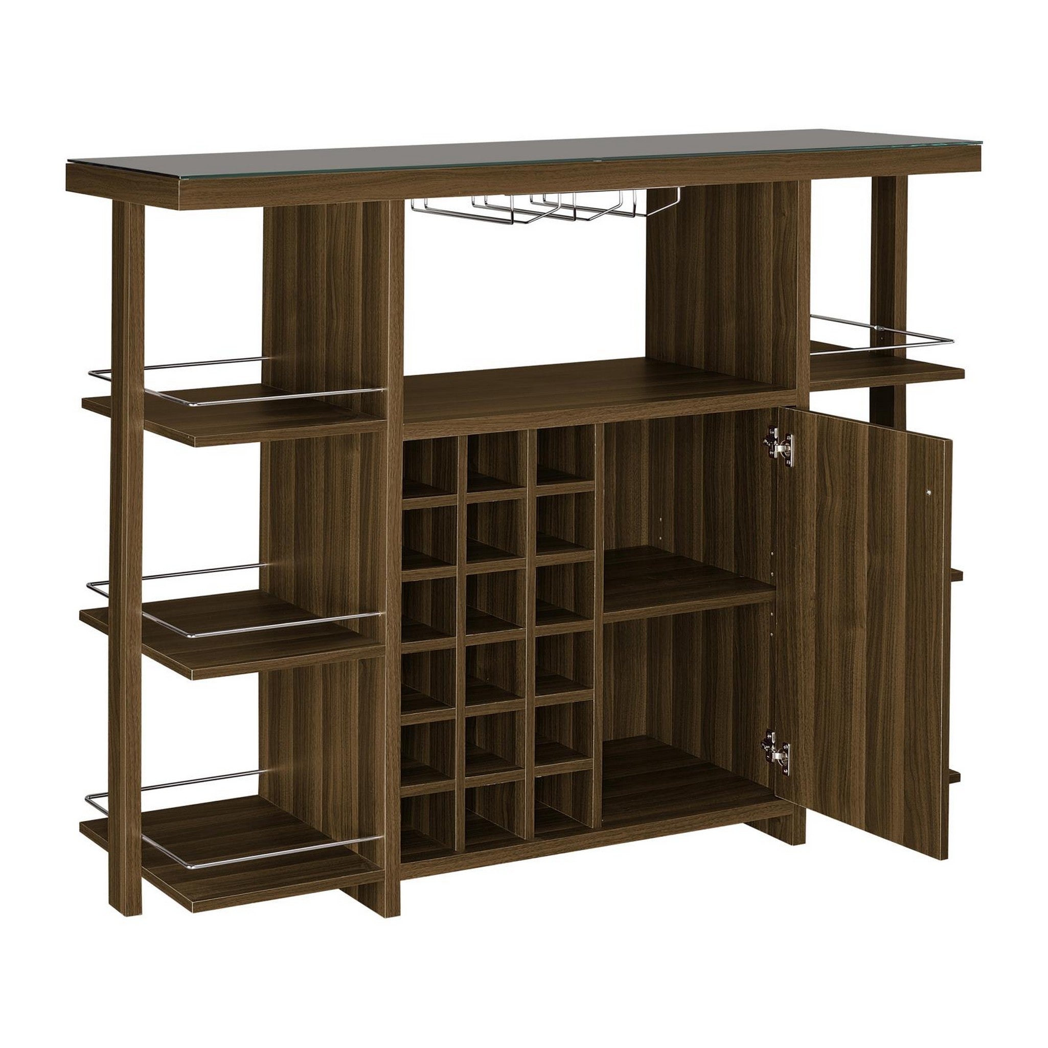 Diggs Bar Unit with Wine Bottle Storage Walnut 100439