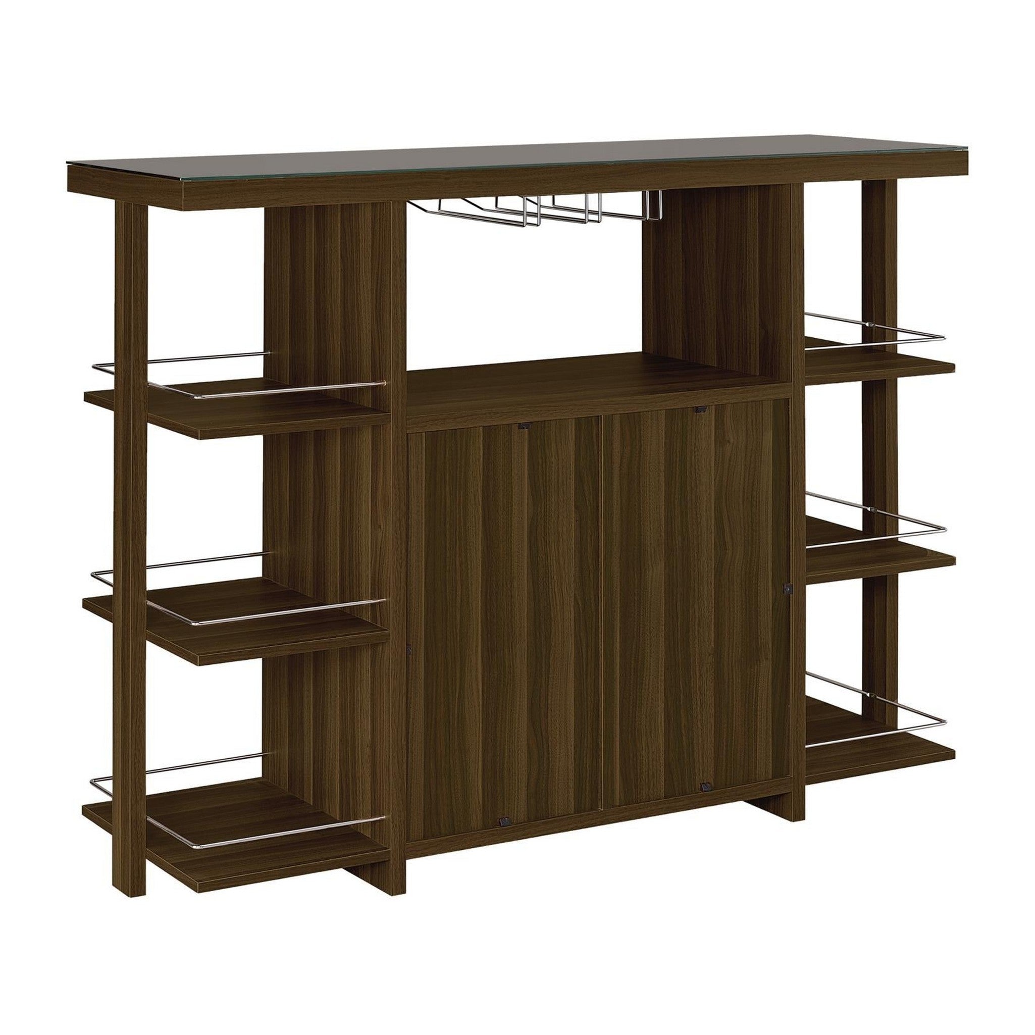 Diggs Bar Unit with Wine Bottle Storage Walnut 100439