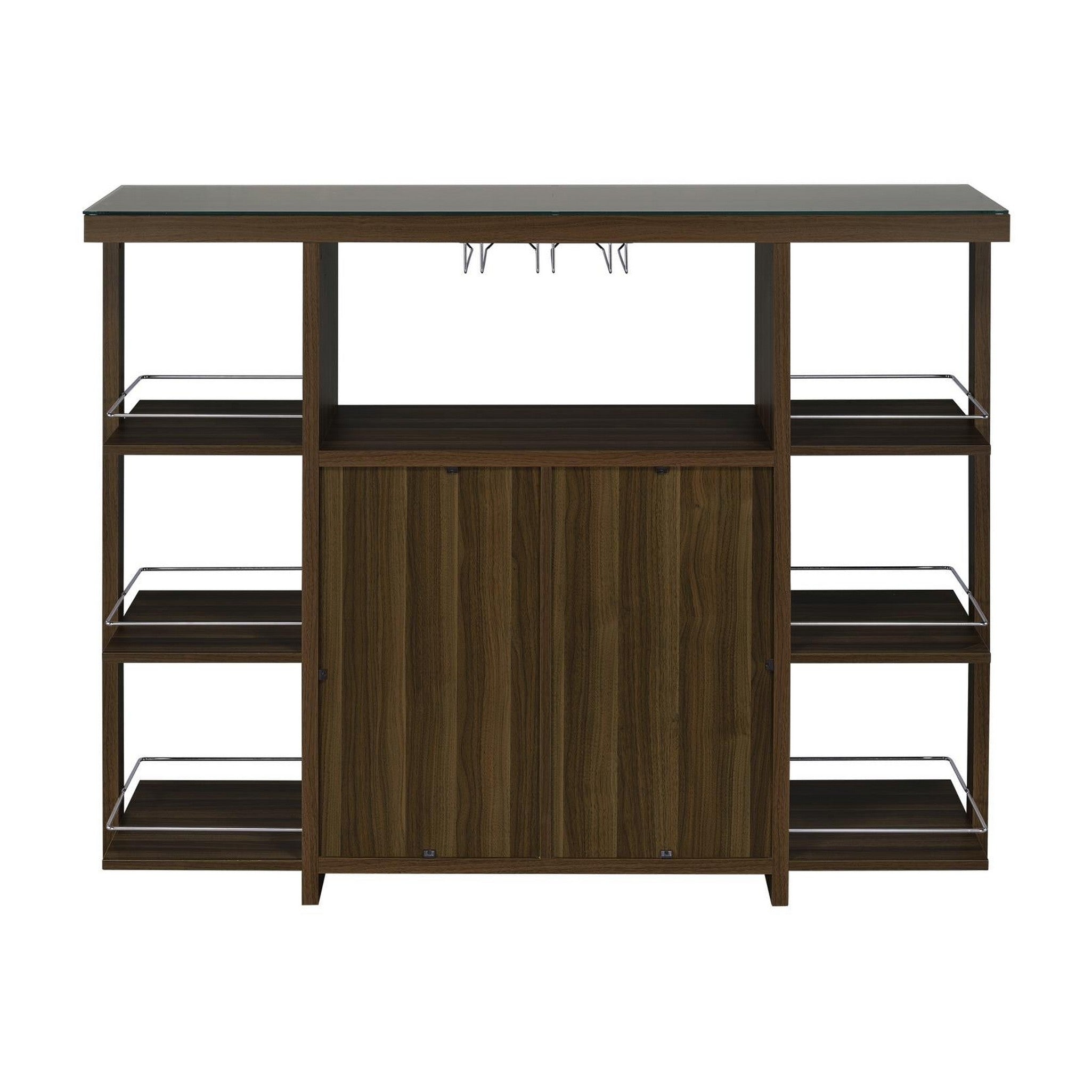 Diggs Bar Unit with Wine Bottle Storage Walnut 100439