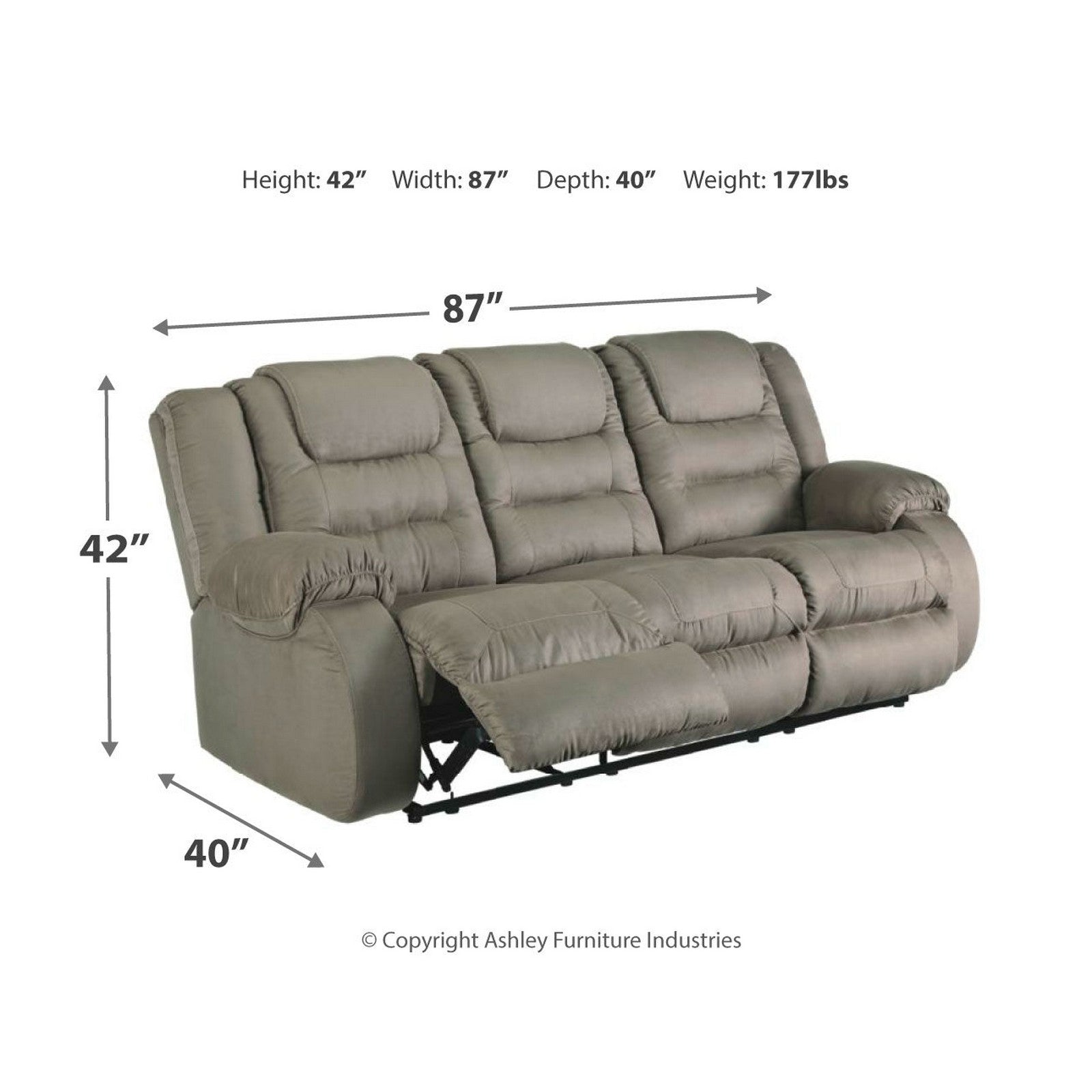 McCade Reclining Sofa Ash-1010488
