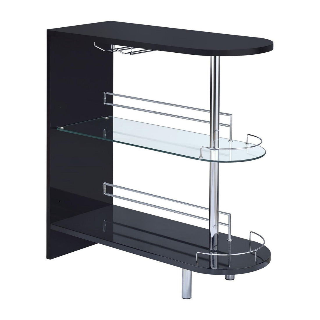 Adolfo 3-tier Bar Table Glossy Black and Clear 101063