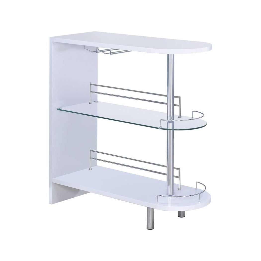 Adolfo 3-tier Bar Table Glossy White and Clear 101064