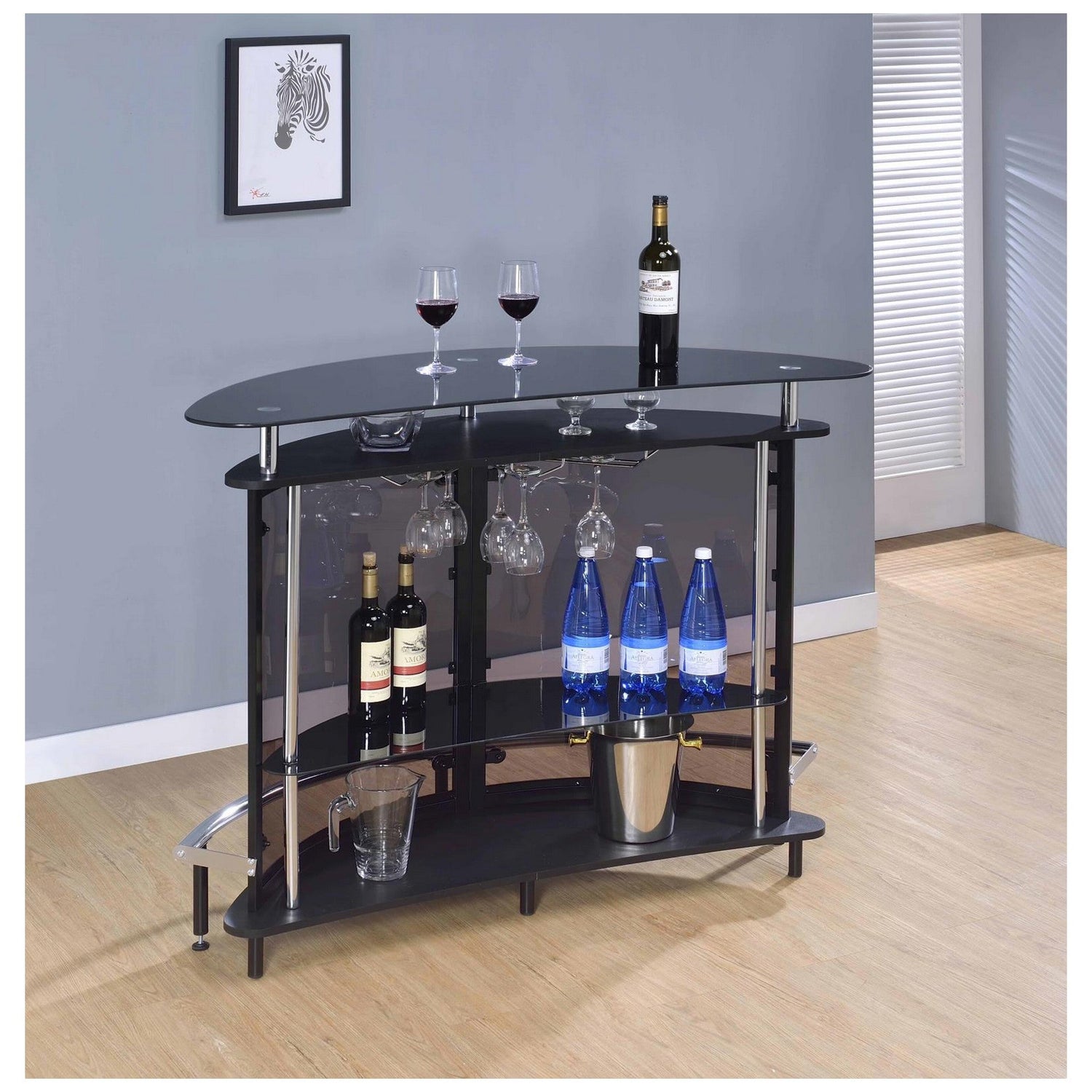 Amarillo 2-tier Bar Unit Black and Chrome 101065