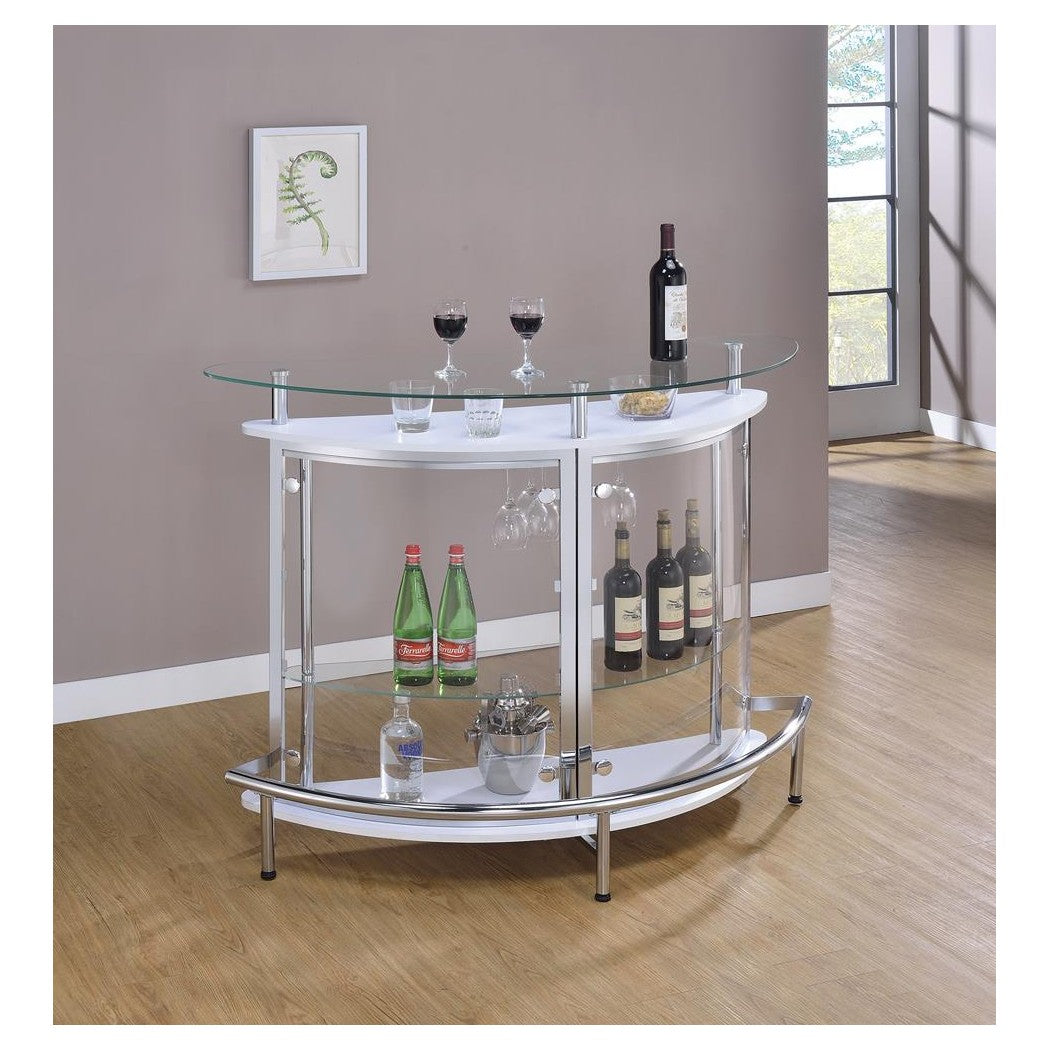 Amarillo 2-tier Bar Unit White and Chrome 101066