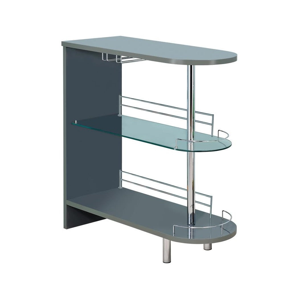Adolfo 3-tier Bar Table Glossy Grey and Clear 101073