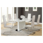Anges T-shaped Pedestal Dining Table Glossy White 102310