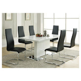 Anges T-shaped Pedestal Dining Table Glossy White 102310