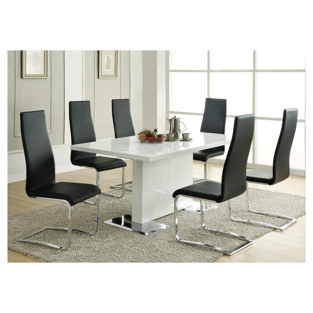Anges T-shaped Pedestal Dining Table Glossy White 102310