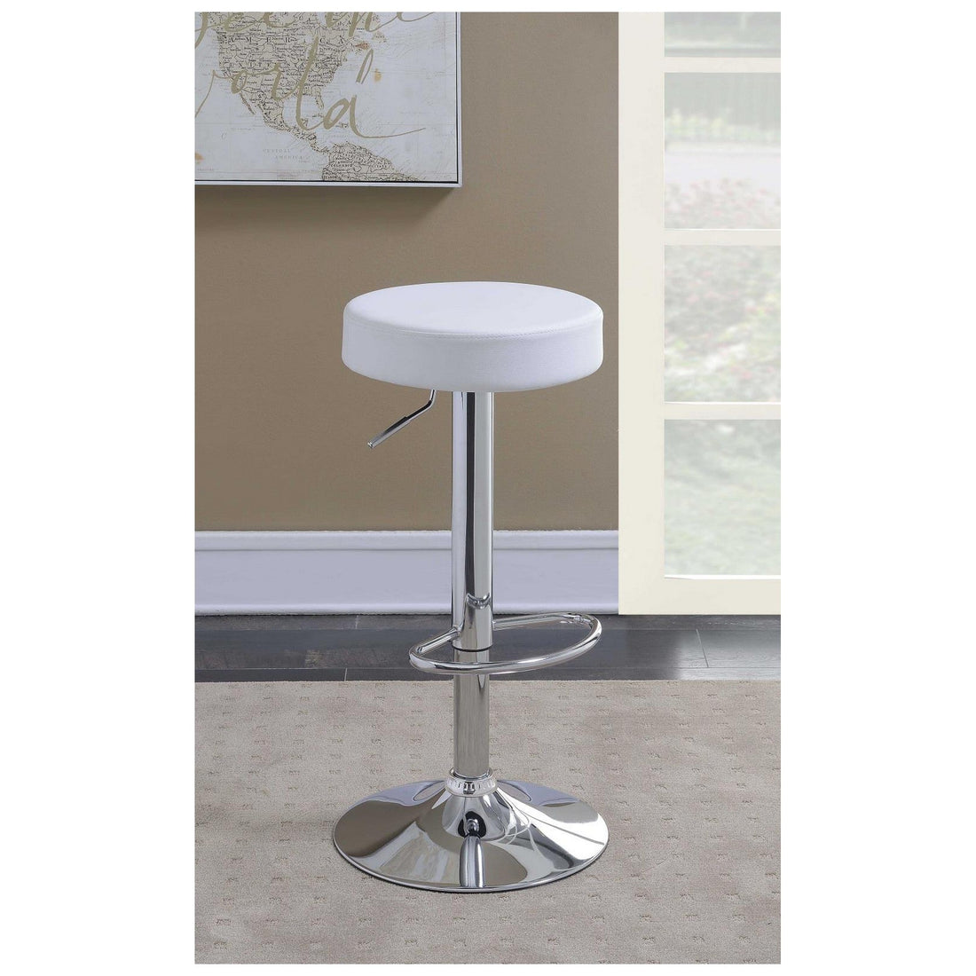 Ramses 29&quot; Adjustable Bar Stool Chrome and White 102550