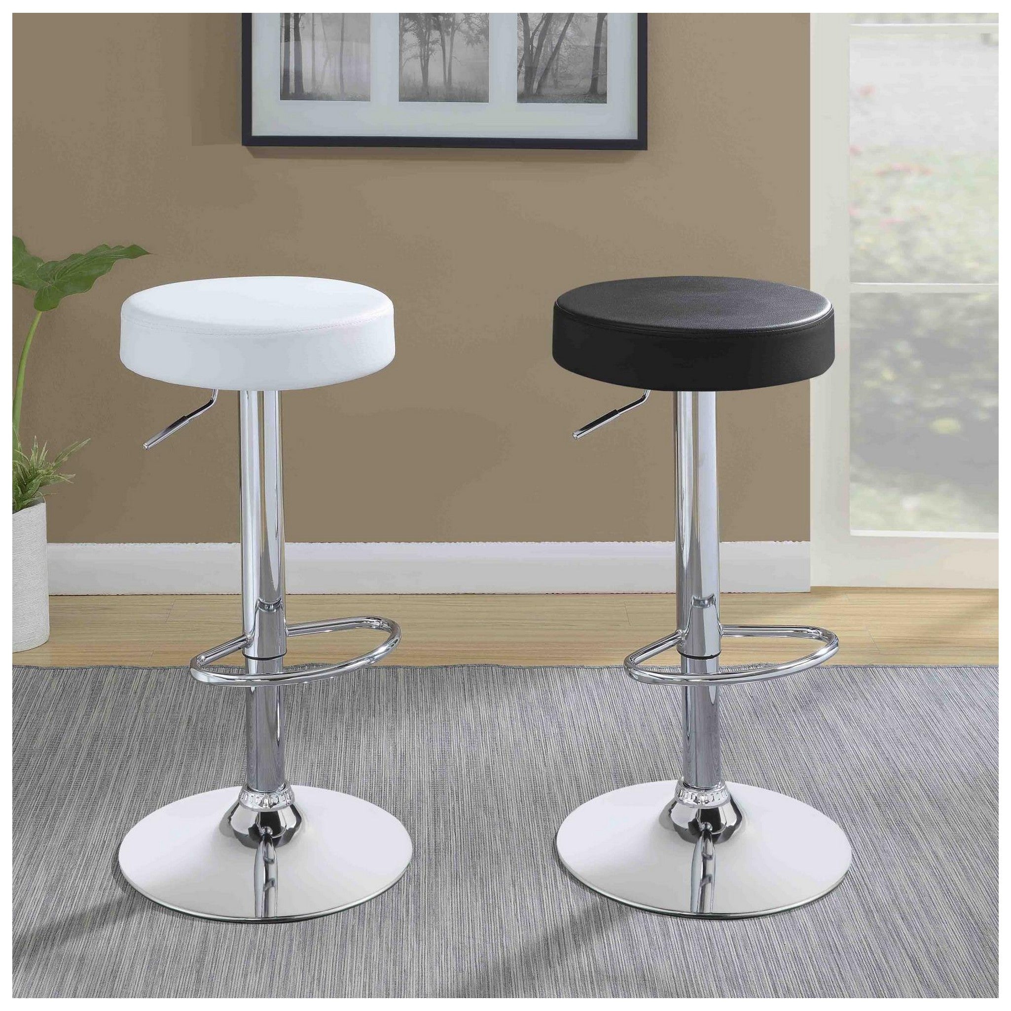 Ramses 29&quot; Adjustable Bar Stool Chrome and White 102550