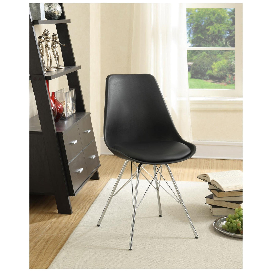 Juniper Armless Dining Chairs Black and Chrome (Set of 2) 102682