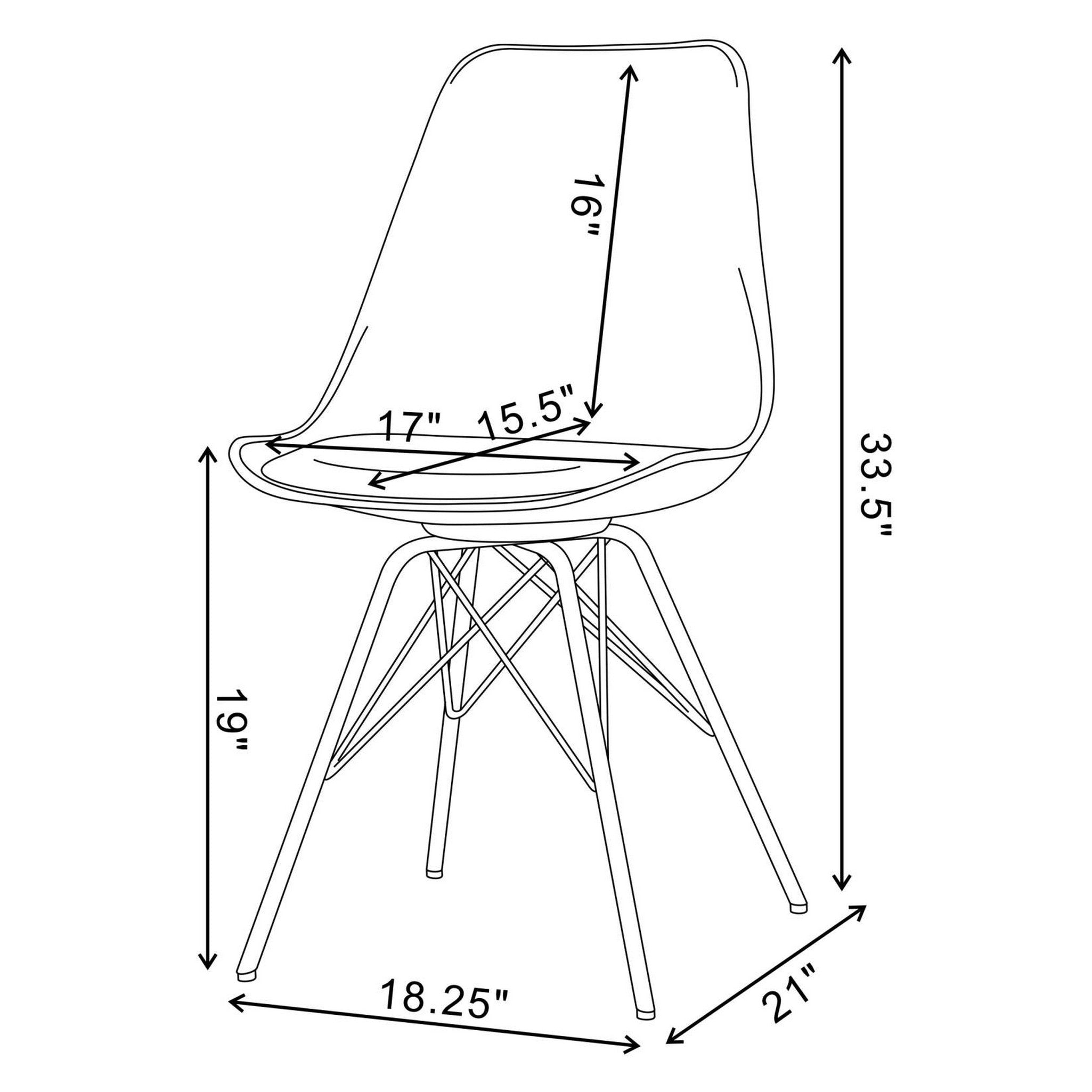 Juniper Armless Dining Chairs Black and Chrome (Set of 2) 102682