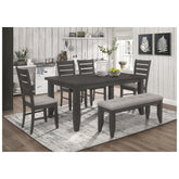 Dalila Rectangular Plank Top Dining Table Dark Grey 102721GRY