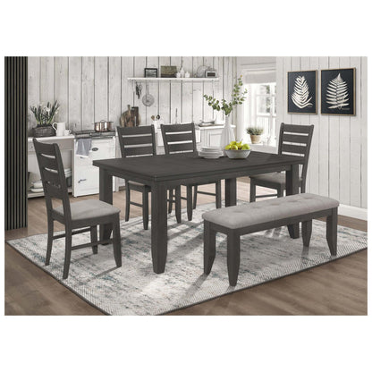 Dalila Rectangular Plank Top Dining Table Dark Grey 102721GRY