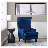 ACCENT CHAIR, BLUE VELVET, HIGH WING BACK 1036BU-1