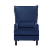 ACCENT CHAIR, BLUE VELVET, HIGH WING BACK 1036BU-1
