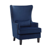 ACCENT CHAIR, BLUE VELVET, HIGH WING BACK 1036BU-1