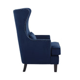 ACCENT CHAIR, BLUE VELVET, HIGH WING BACK 1036BU-1