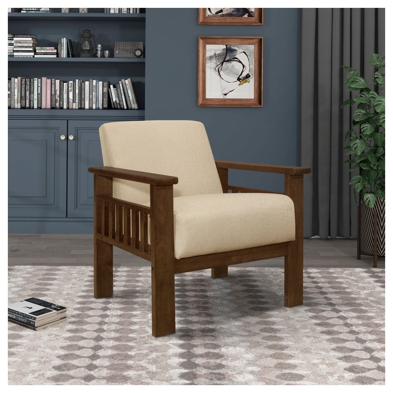 Accent chair with Storage Arms 1048BR-1