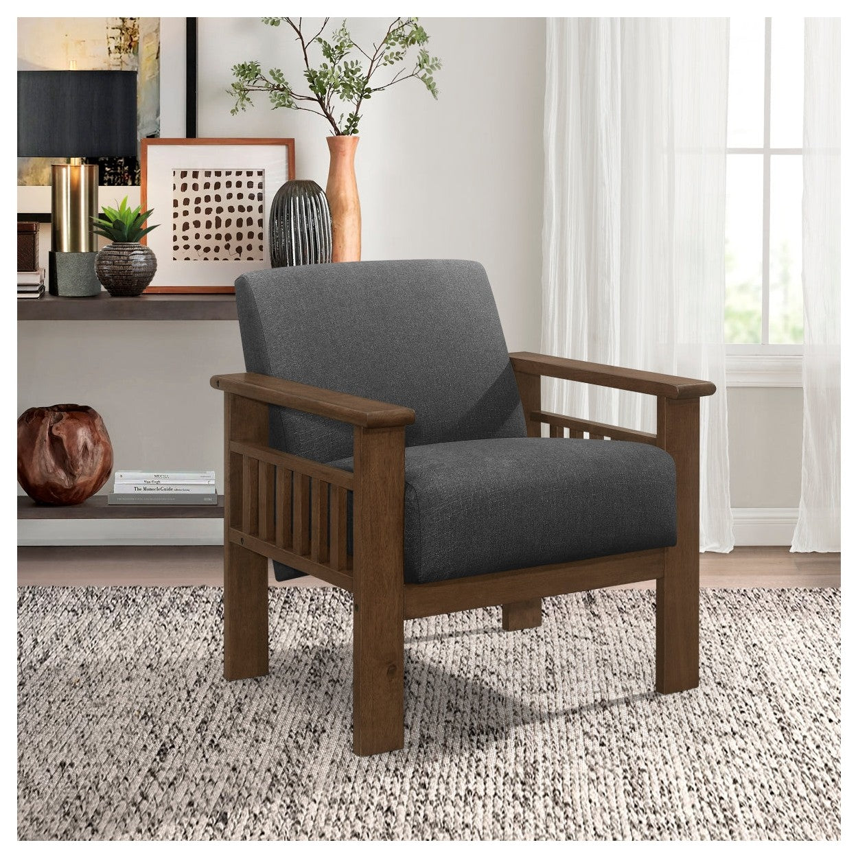 Accent chair with Storage Arms 1048DG-1