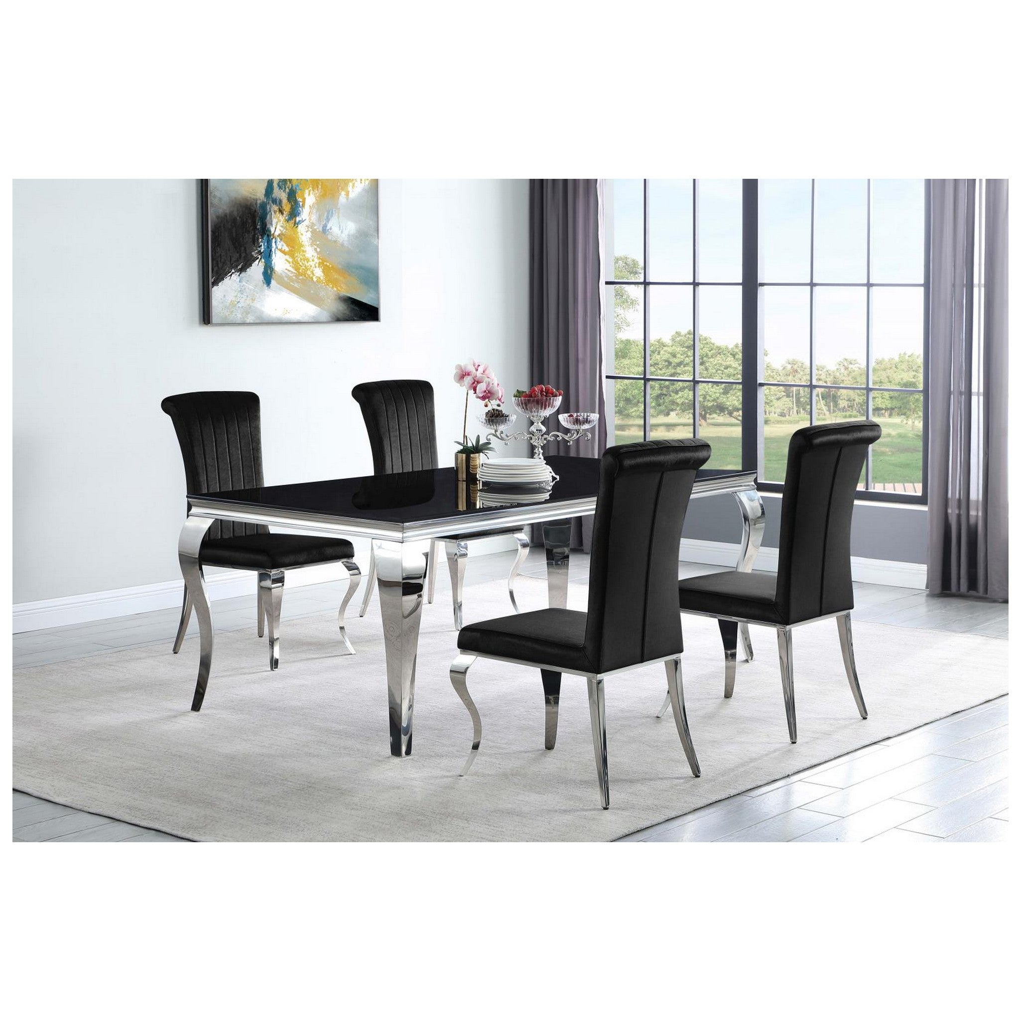 Betty Upholstered Side Chairs Black and Chrome (Set of 4) 105072