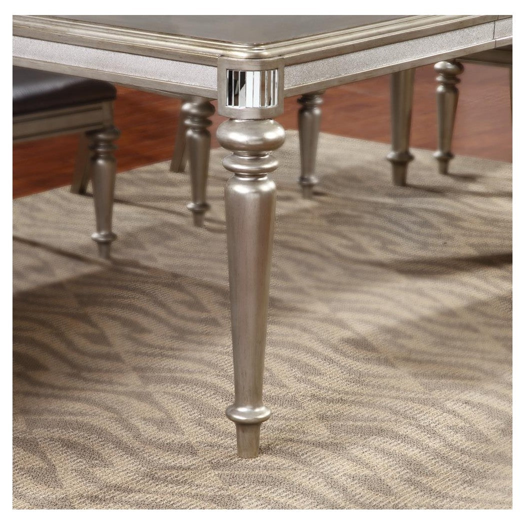 Danette Rectangular Dining Table with Leaf Metallic Platinum 106471