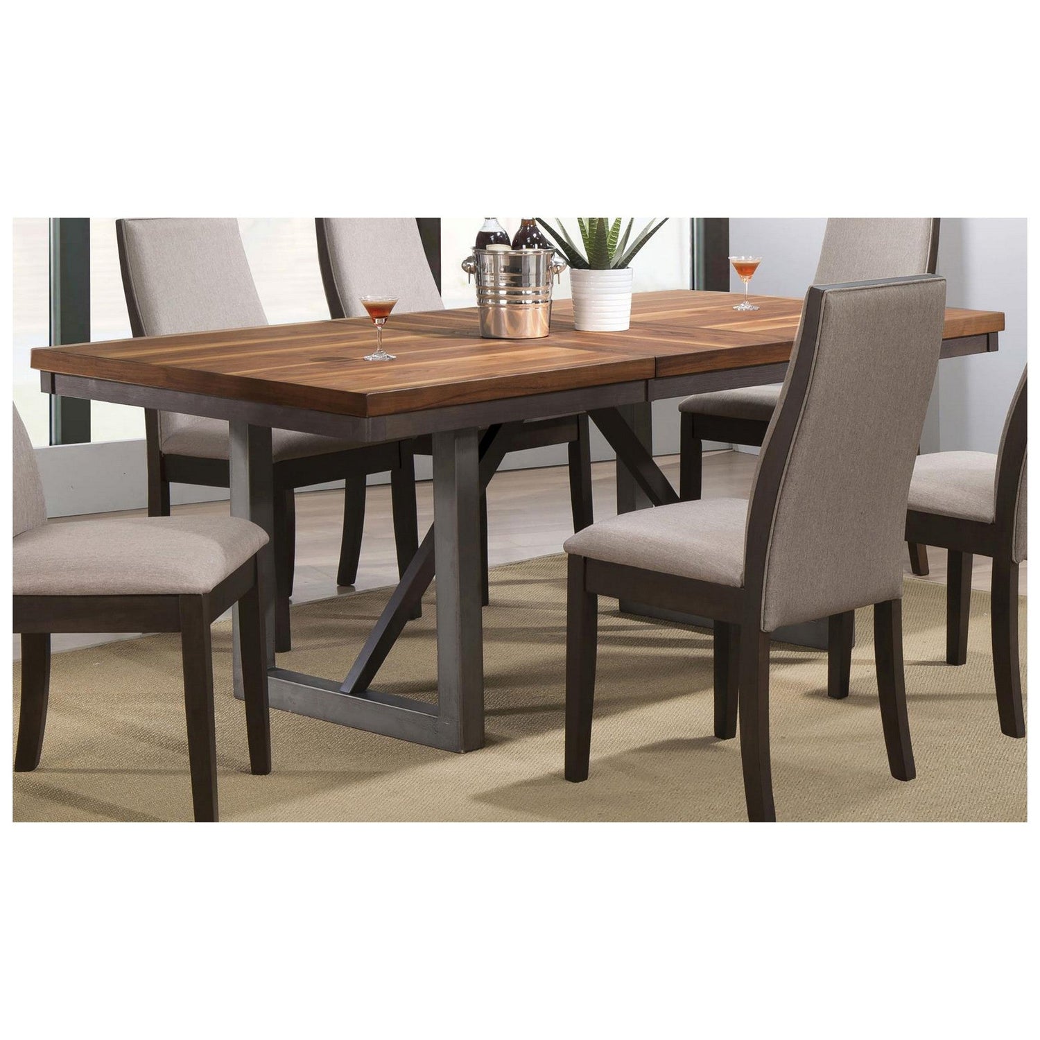 Spring Creek Dining Table with Extension Leaf Natural Walnut 106581