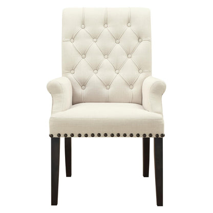 Alana Upholstered Arm Chair Beige and Smokey Black 107283