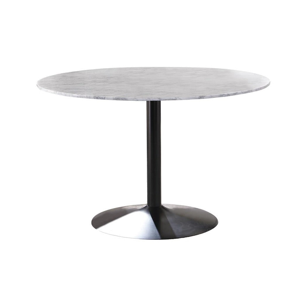 Bartole Round Dining Table White and Matte Black 108020