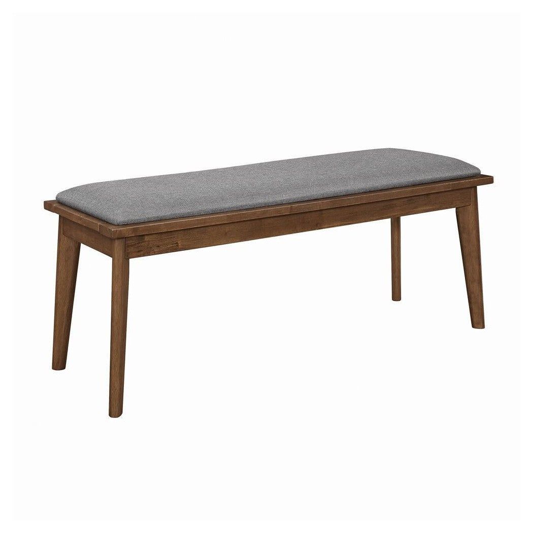 Alfredo Upholstered Dining Bench Grey and Natural Walnut 108083