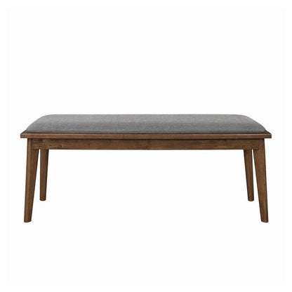 Alfredo Upholstered Dining Bench Grey and Natural Walnut 108083