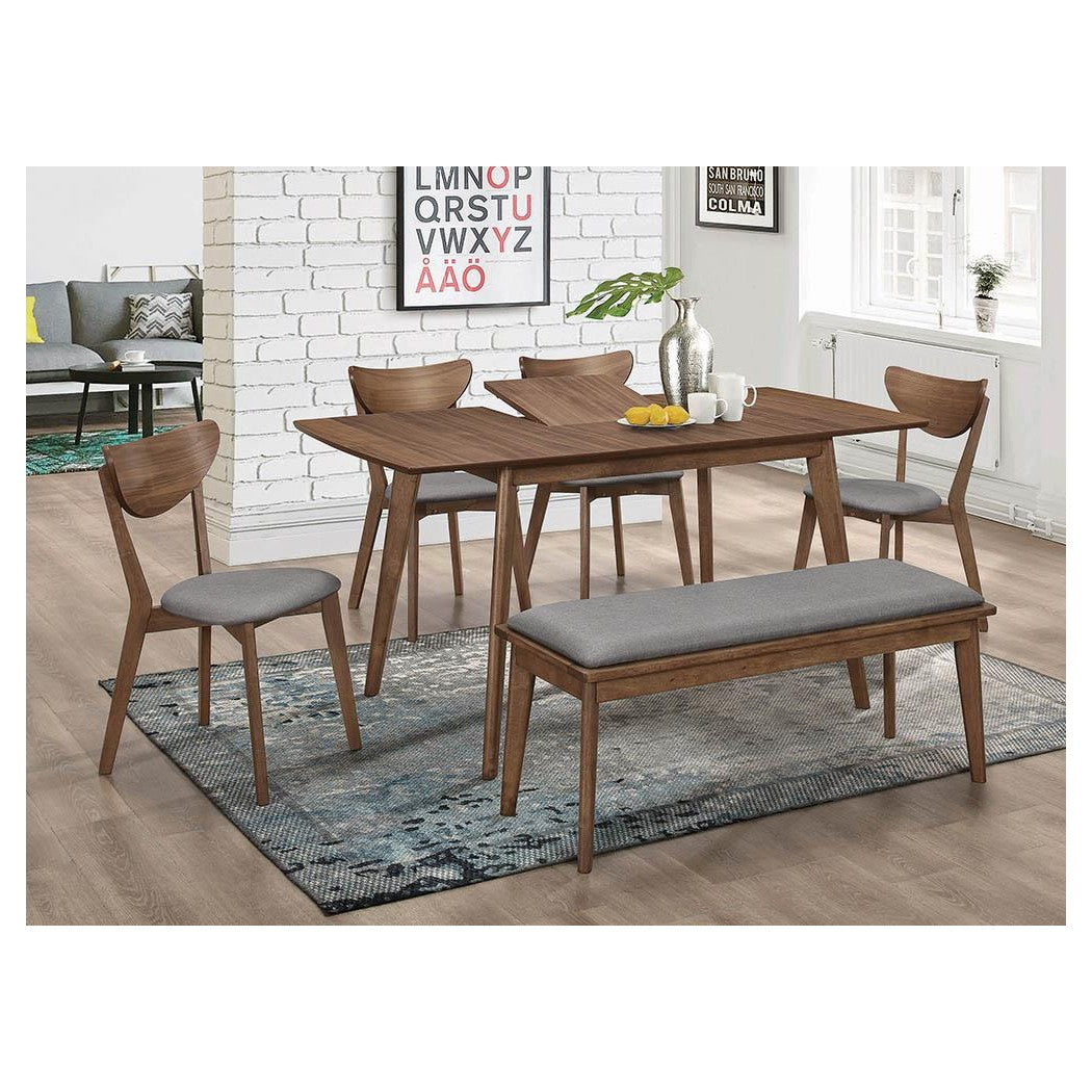 Alfredo Upholstered Dining Bench Grey and Natural Walnut 108083